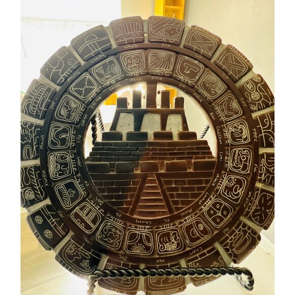 Handmade Mayan Calendar Wall Art | Signed Belize Ceramic by Edwin Camal - Picture 1 of 8